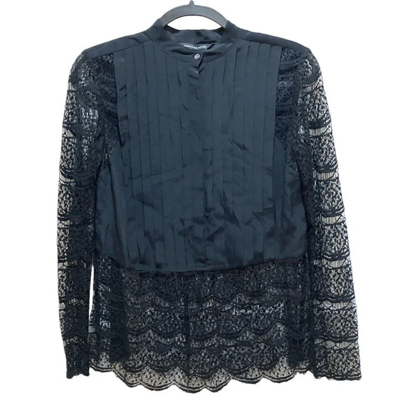 MARISSA WEBB Meadow Lace Tuxedo Blouse in Black Size Small - Picture 2 of 7